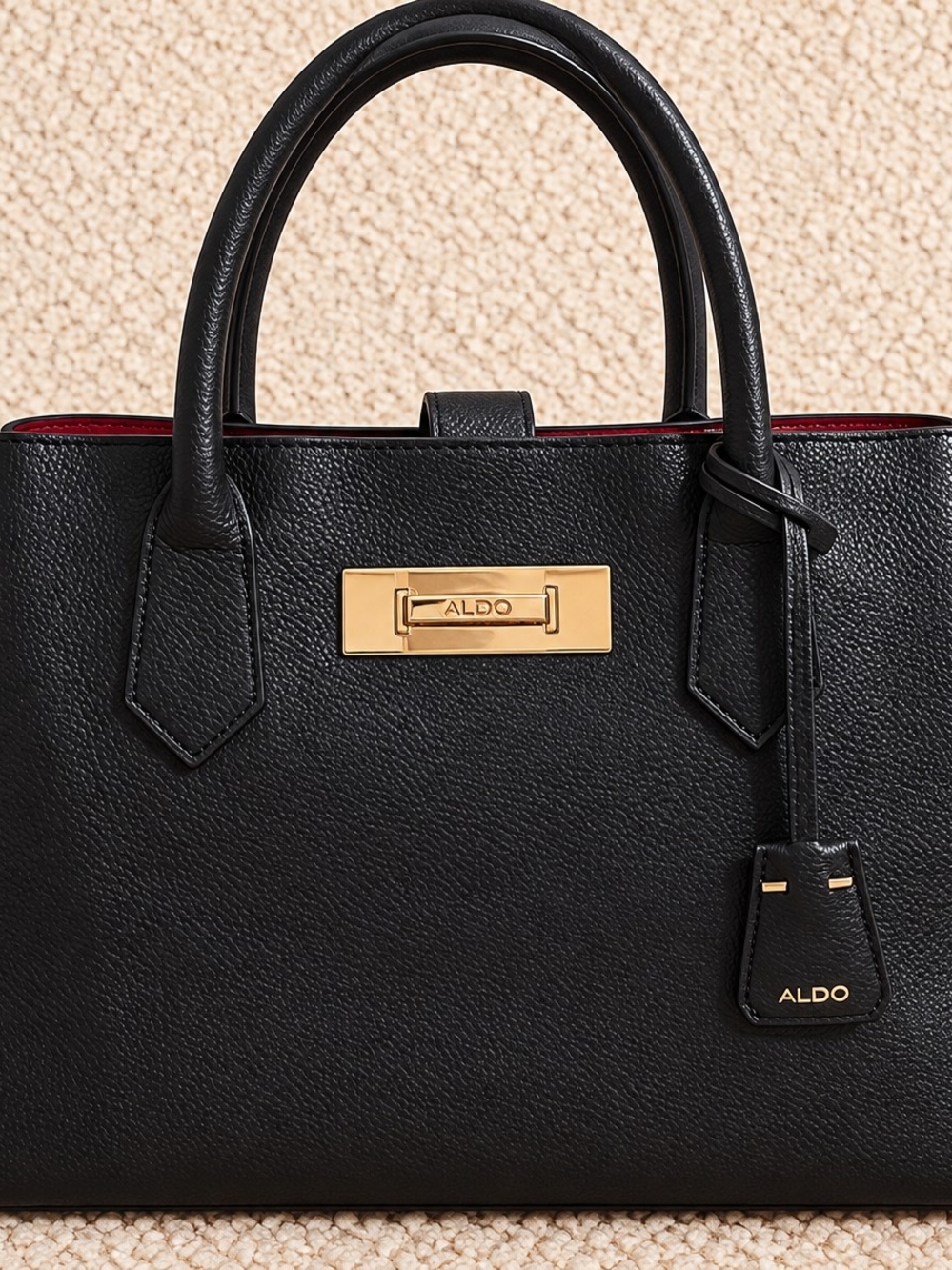 ALDO Black Satchel with Gold Hardware